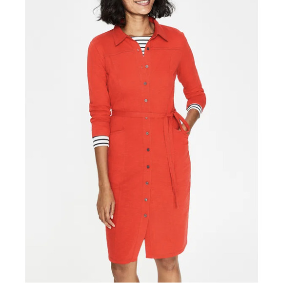 NWT Boden Tara Jersey Shirt Dress Womens 10 Medium Red - Picture 2 of 14